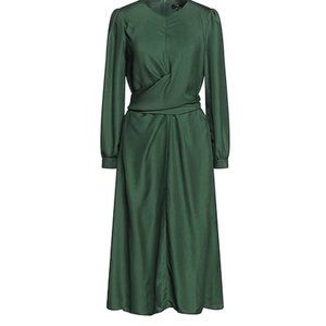 FRNCH NEW Abelie Emerald Green Faux Wrap Midi Dress
